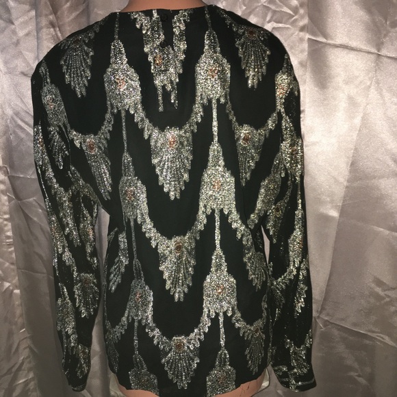 Vintage 60s Metallic steampunk Formal Evening Shirt Cocktail disco egirl Top~10 - Picture 6 of 10